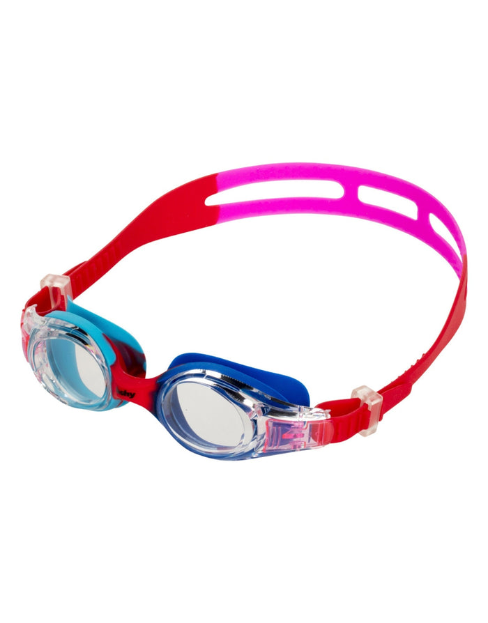 Fashy Junior Match Swim Goggles in blue and red with silicone head strap