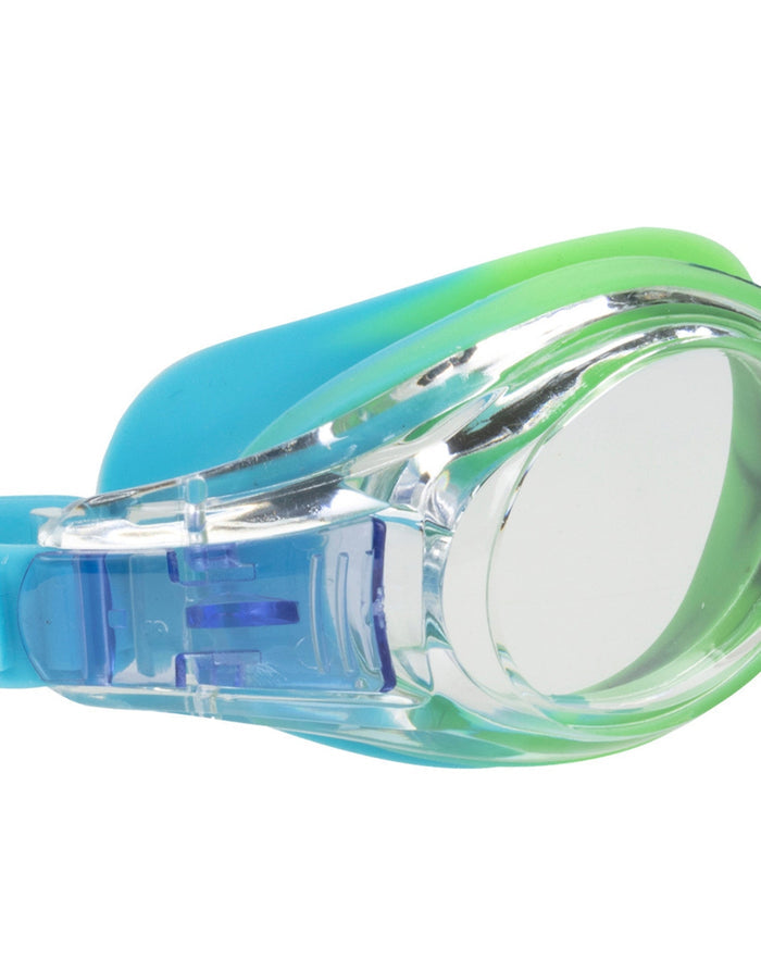 Fashy Junior Match Swim Goggles with blue-green gradient, clear lenses, comfy head strap