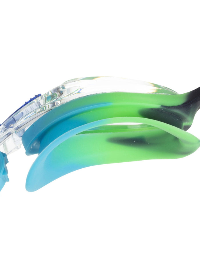 Fashy Junior Match Swim Goggles with blue-green gradient, clear lenses, silicone head strap