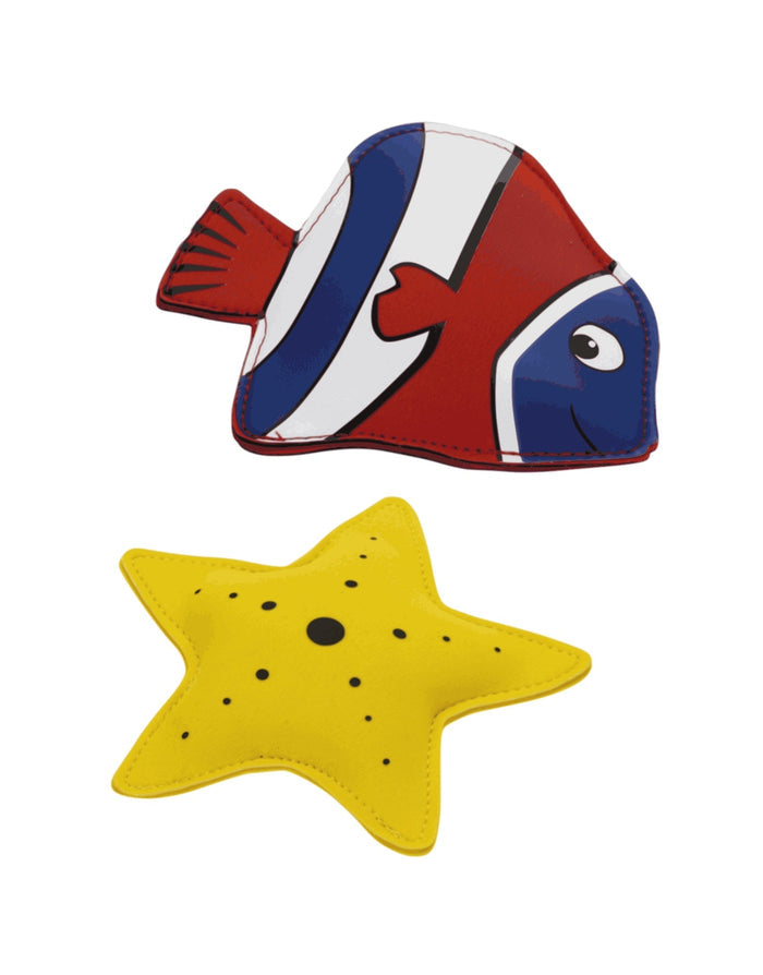 Red white and blue fish neoprene diving animal with yellow starfish toy