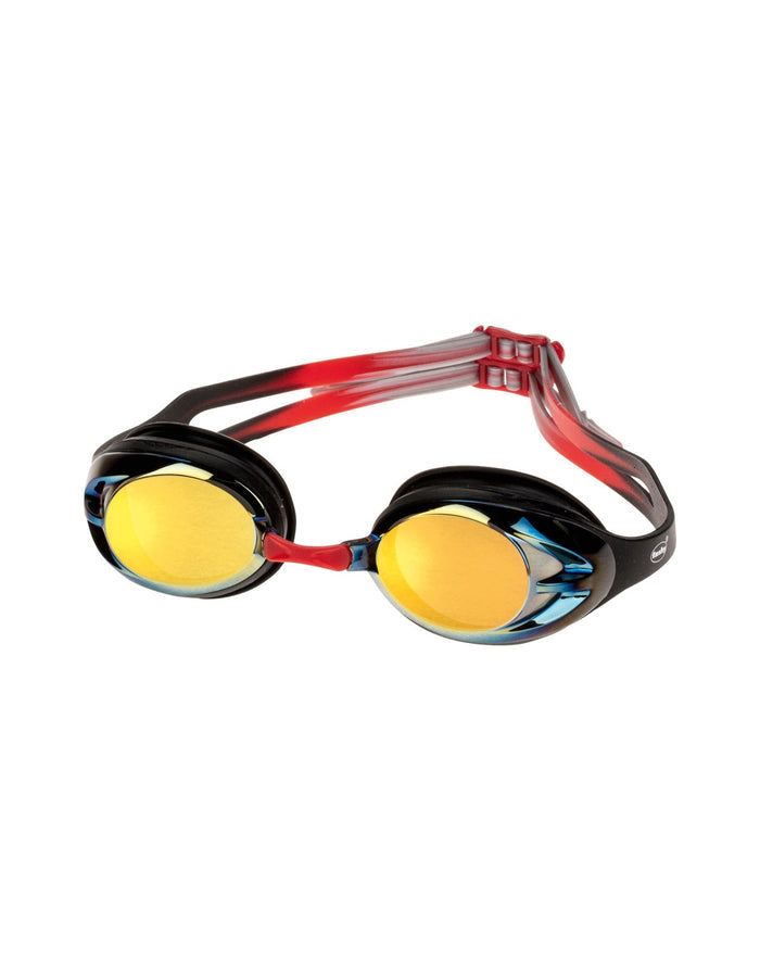 Fashy Power Mirrored swim goggles with yellow lenses and red accents