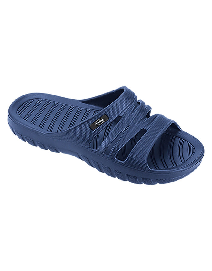 Navy blue Fashy Seafield pool slipper with textured straps and rubber soles