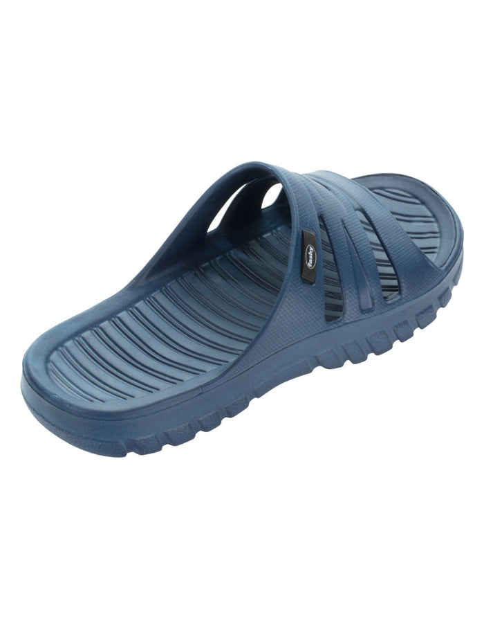 Navy Fashy Seafield pool slipper with croc texture and adjustable strap