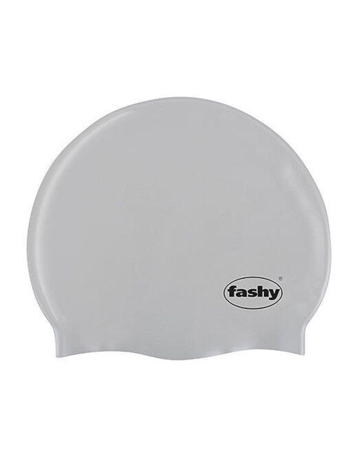 Fashy Silicone Adult Swim Cap in White with Logo Design