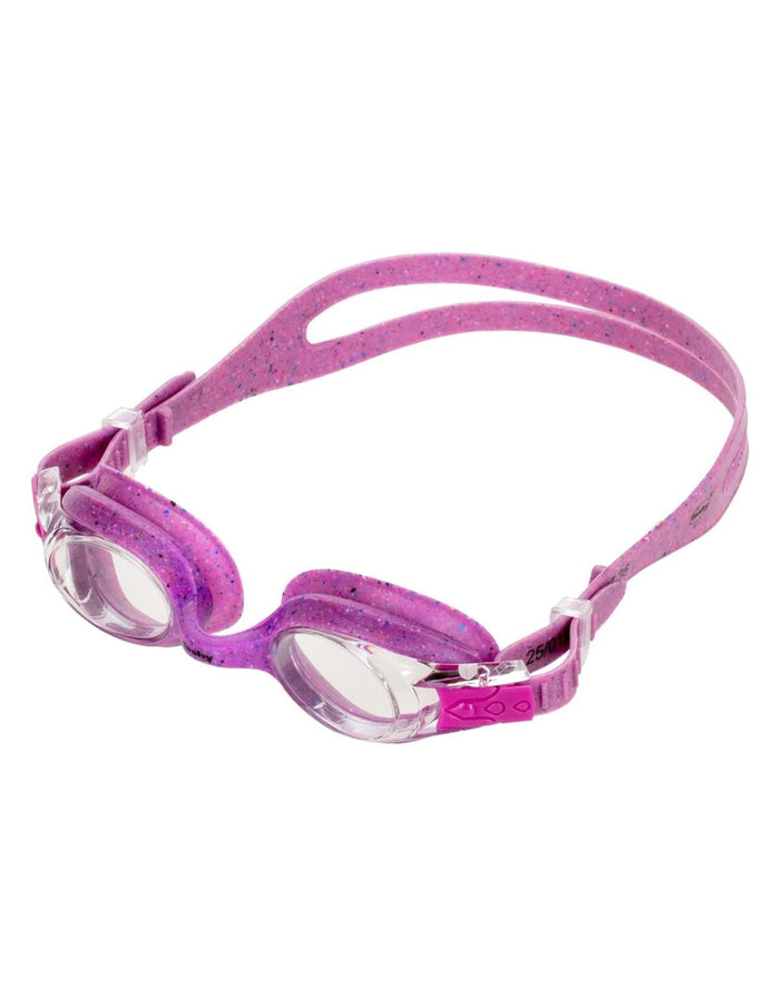 Fashy Spark I junior swim goggles with purple lenses, clear frame and adjustable head strap for kids