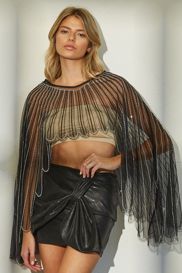 Faux Leather Front Knot Mini Skirt