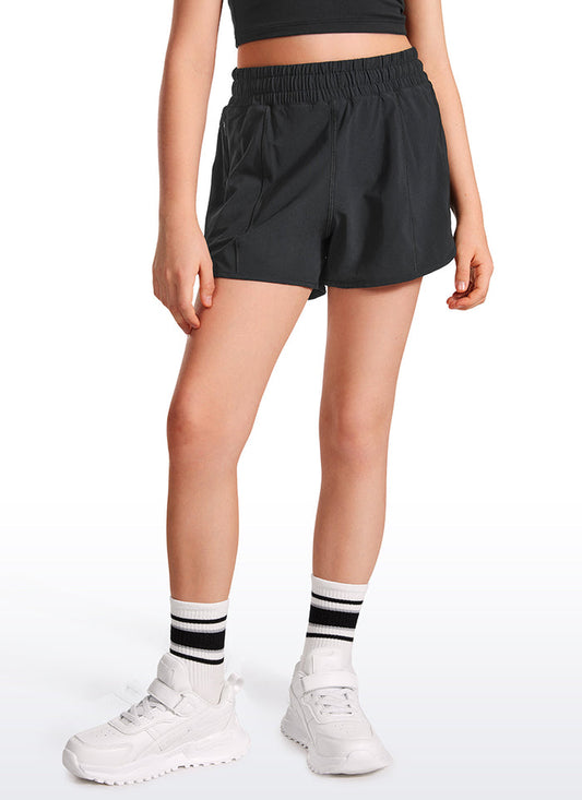 CRZ YOGA Girl's Running Feathery-Fit Soft Low Rise Lined Shorts Black