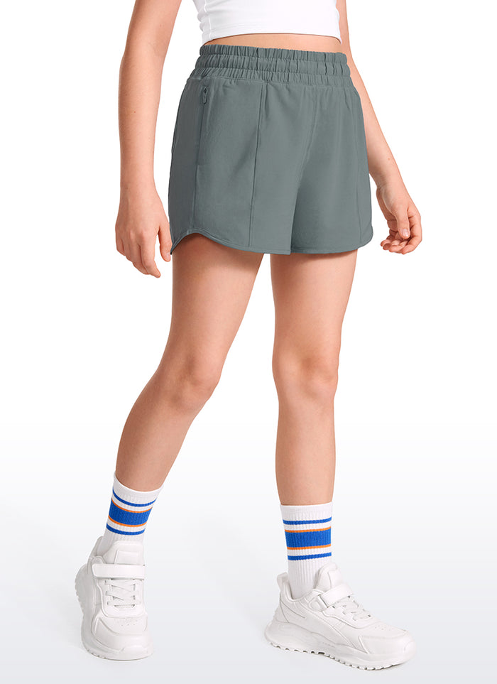 CRZ YOGA Girl's Running Feathery-Fit Soft Low Rise Lined Shorts Grey Sage