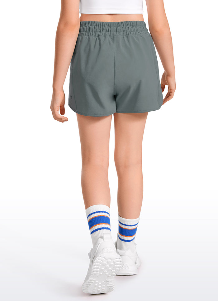 CRZ YOGA Girl's Running Feathery-Fit Soft Low Rise Lined Shorts Grey Sage