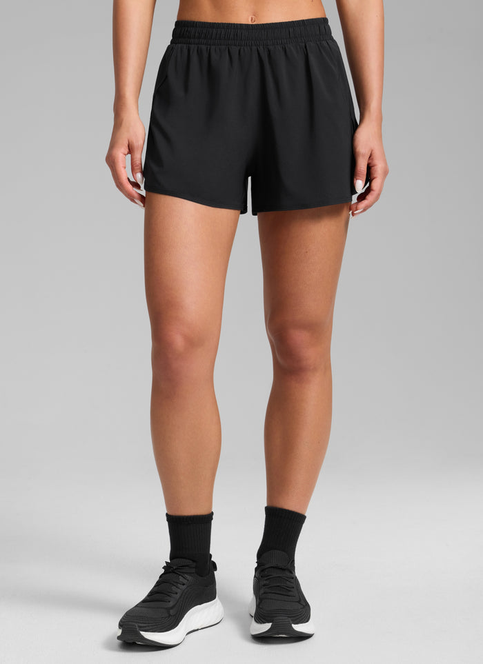 CRZ YOGA Women's Feathery-Fit Soft Workout Mid Rise Split Shorts 2.5'' Black