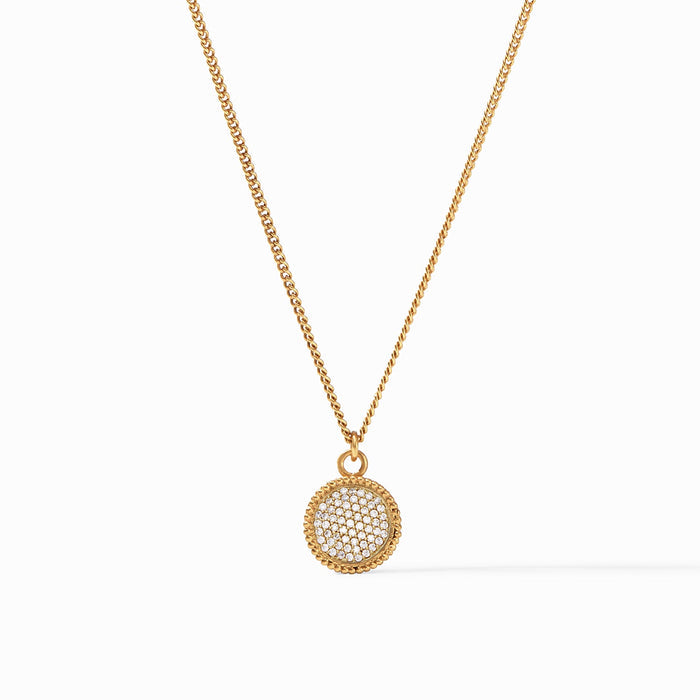 Fleur-de-Lis Solitaire Necklace Pavé Cubic Zirconia Gold OS