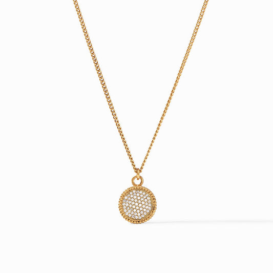 Fleur-de-Lis Solitaire Necklace Pavé Cubic Zirconia Gold OS
