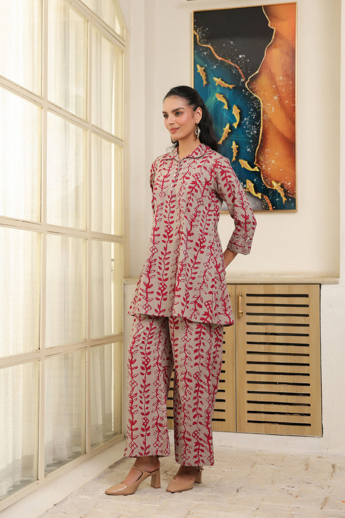 Flowing Leaves Printed Cotton Co-ord Set