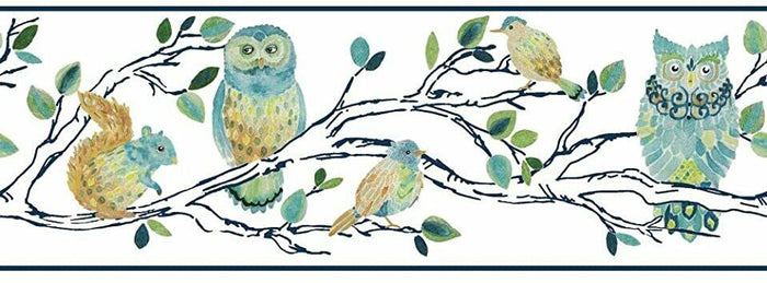 Forest Friends Hand Painted Black Tree on Sure Strip Wallpaper Border SB7664BD - all4wallswall-paper