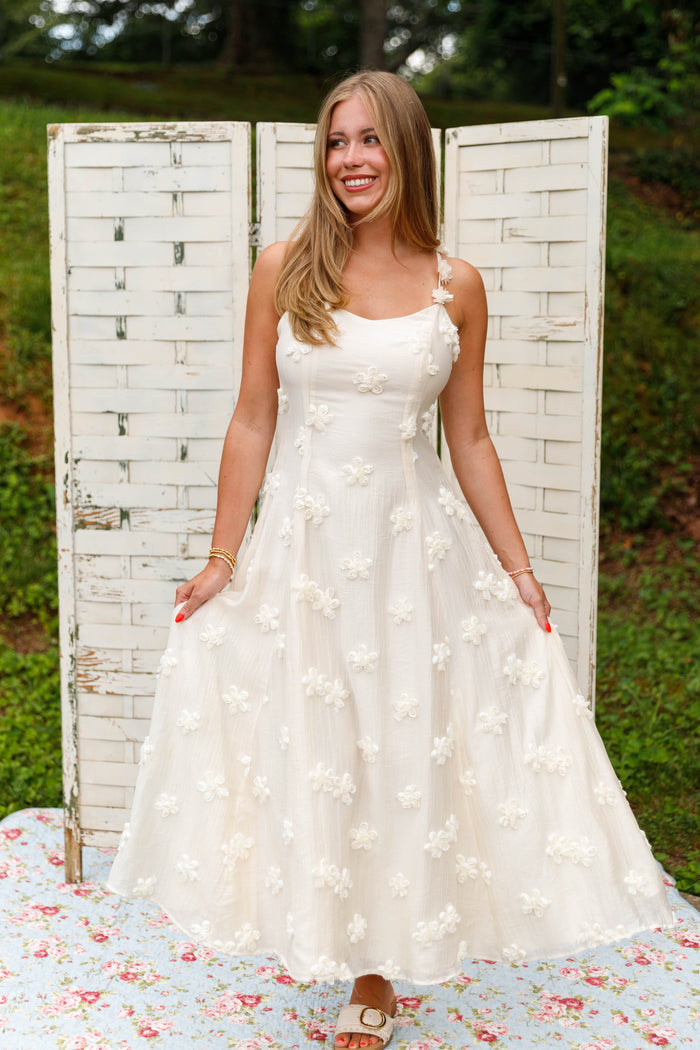 Ivory Floral Appliqué Maxi Dress- Women's Bridal Dresses- Mable Maxi Dress