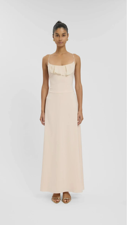 Frill Backless Maxi Dress | Blush Satin
