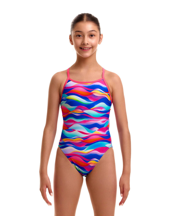 Funkita Girls Royal Wave Single Strap Swimsuit - Multi