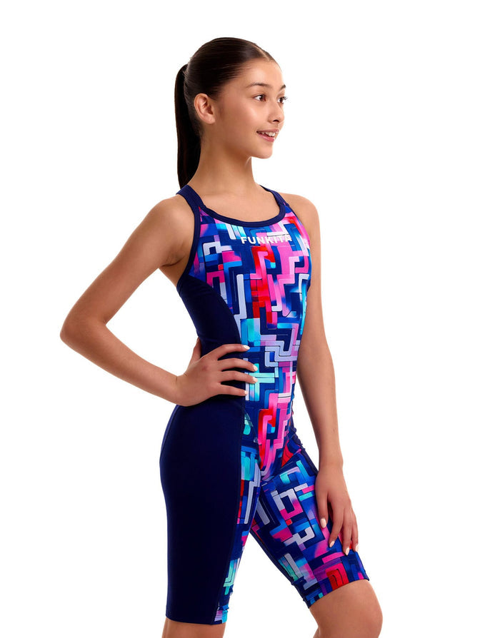 Funkita Girls You Tobey Fast Training One Piece Legsuit - Multi/Navy