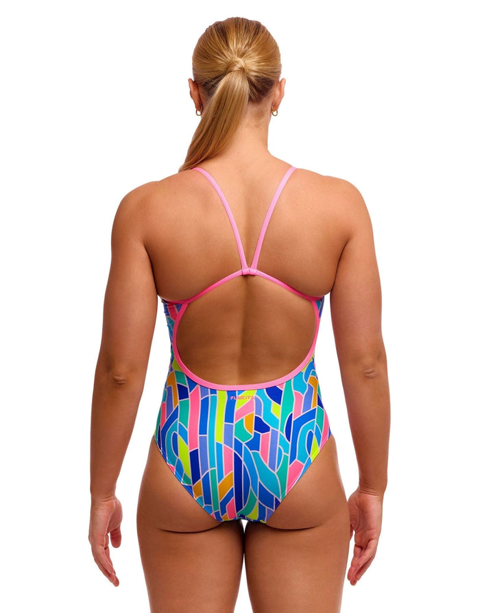 Funkita Pillared Single Strap Swimsuit - Blue/Pink