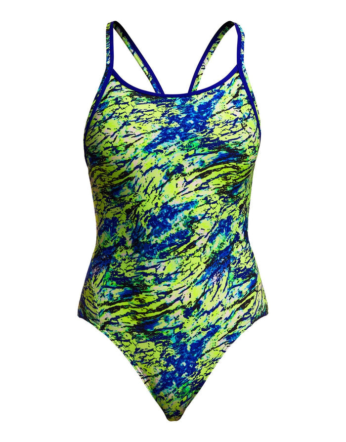 Funkita Scaled Back Diamond Back Swimsuit - Green/Blue