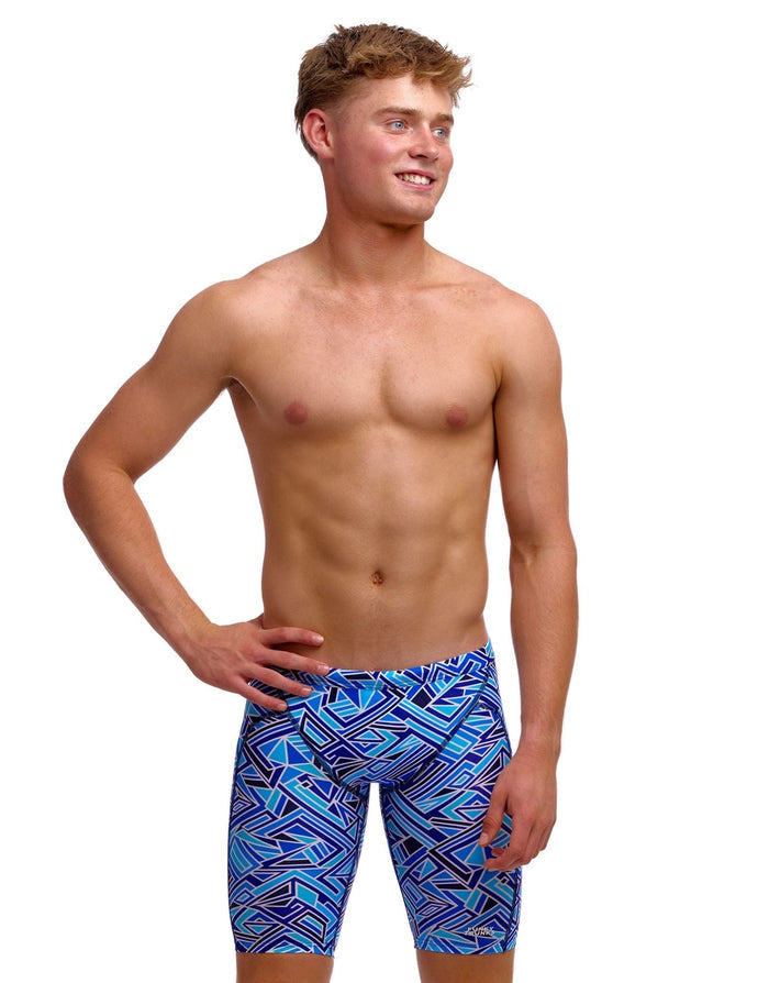 Funky Trunks Boys Blue Bits Swim Training Jammer - Blue - Boys Swimwear