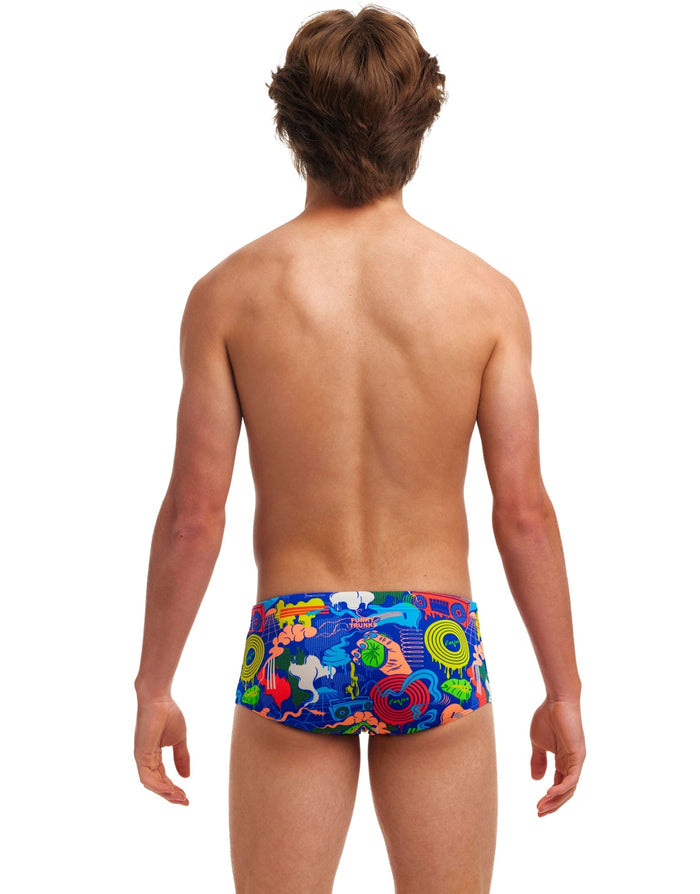 Funky Trunks Boys Blues Baby Sidewinder swim trunks in blue floral design