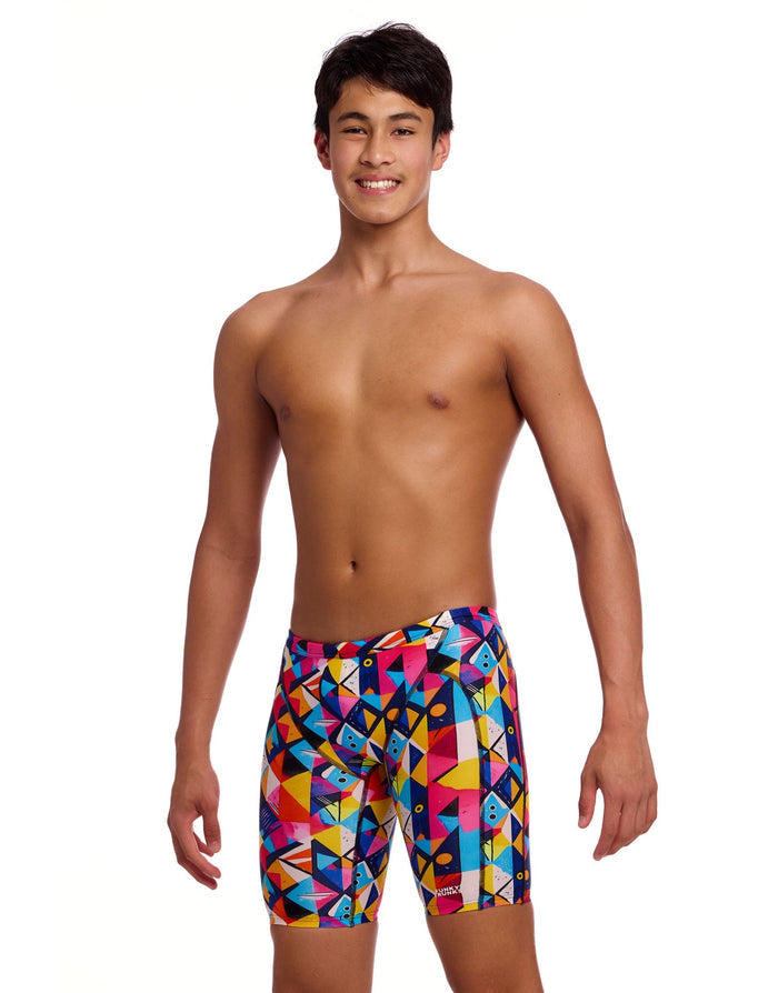 Funky Trunks Boys Broken Blox Swim Training Jammers - Multi