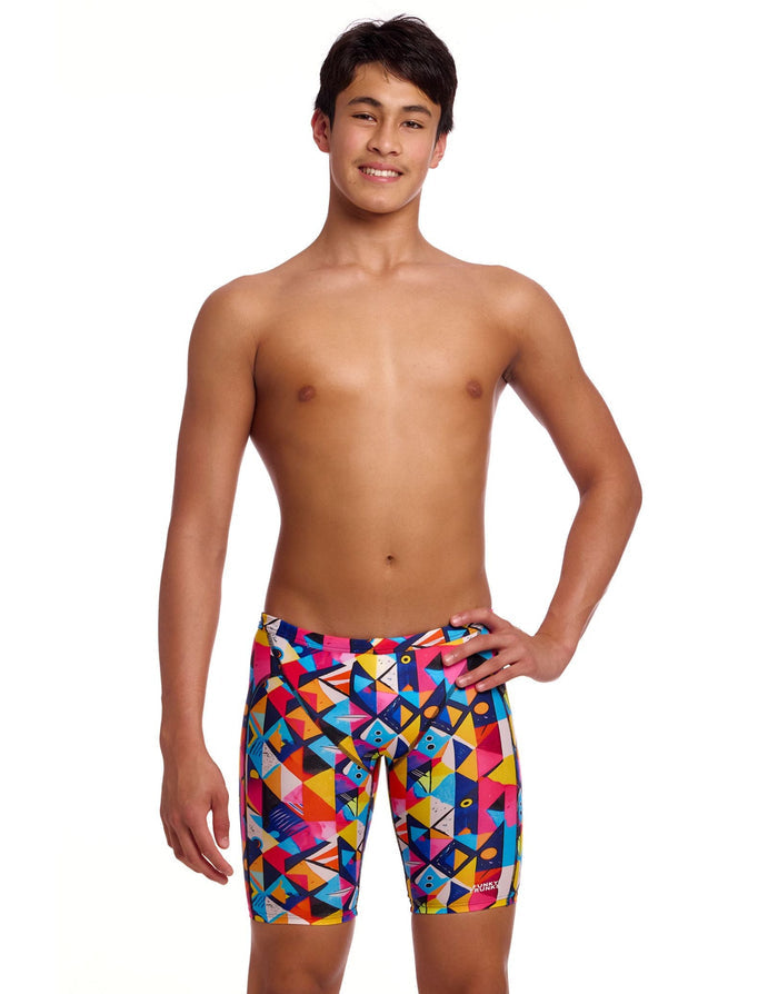 Funky Trunks Boys Broken Blox Swim Training Jammers - Multi