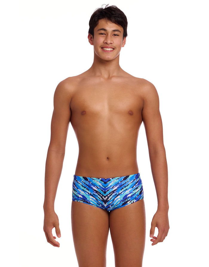 Funky Trunks Boys Fur Seal Sidewinder Swim Trunks - Blue
