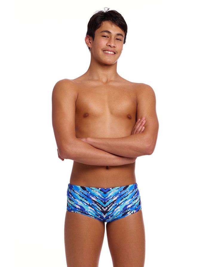 Funky Trunks Boys Fur Seal Sidewinder Swim Trunks - Blue