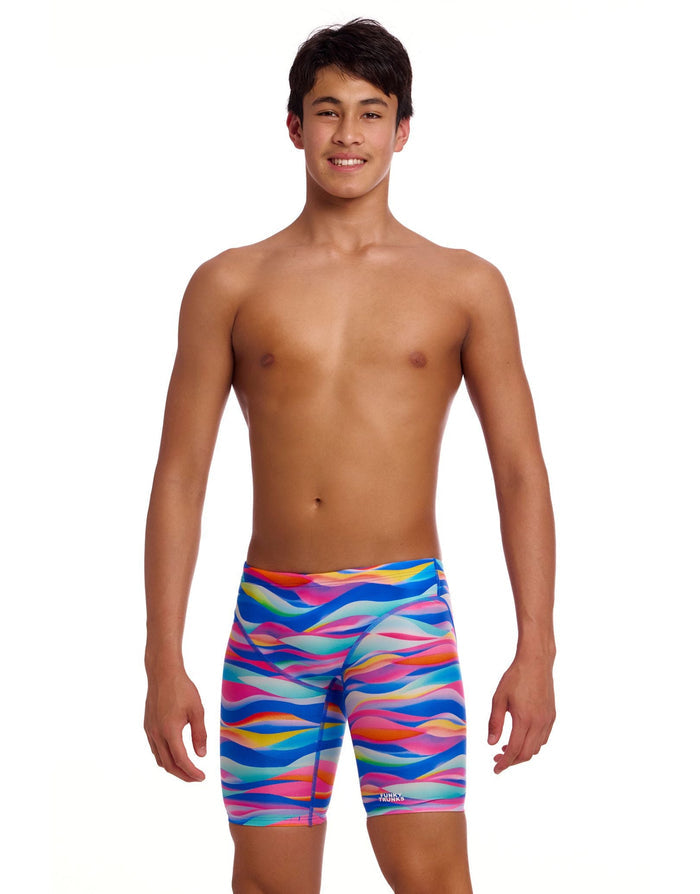 Funky Trunks Boys Royal Wave Swim Fast Training Jammers - Multi