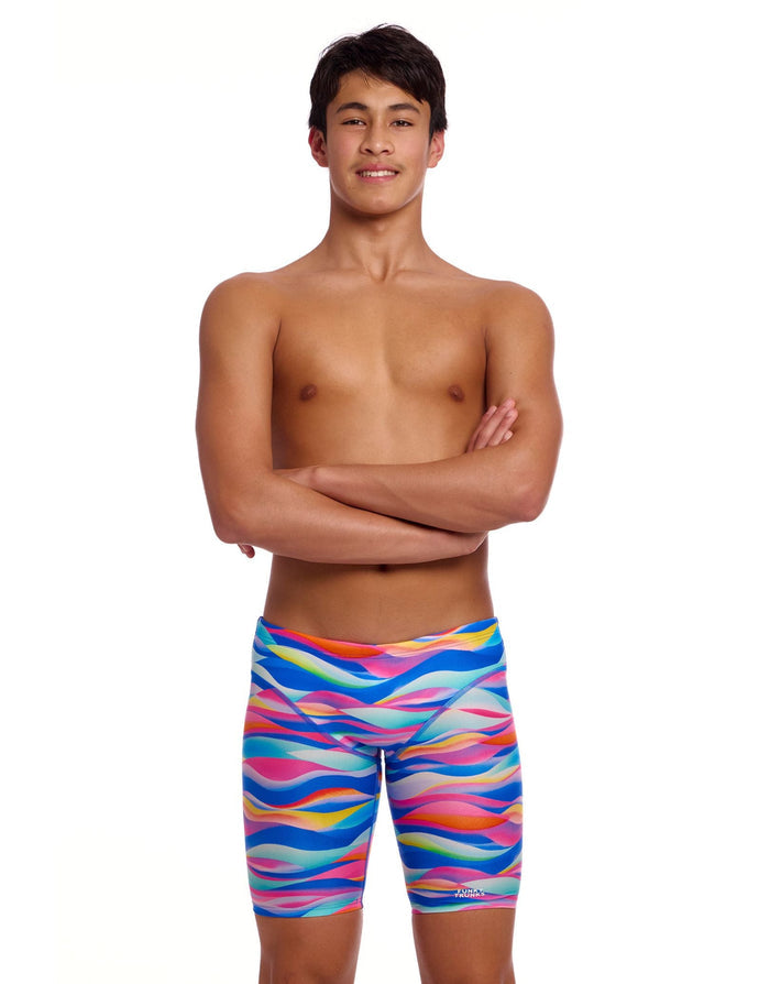 Funky Trunks Boys Royal Wave Swim Fast Training Jammers - Multi