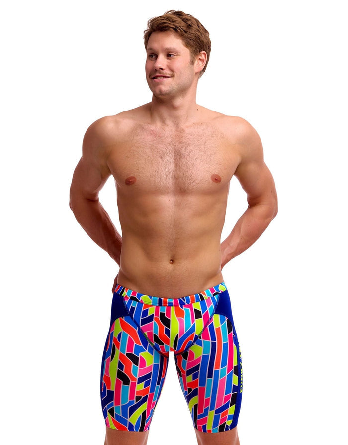 Funky Trunks Fault Lines Swim Training Jammer - Blue/Multi