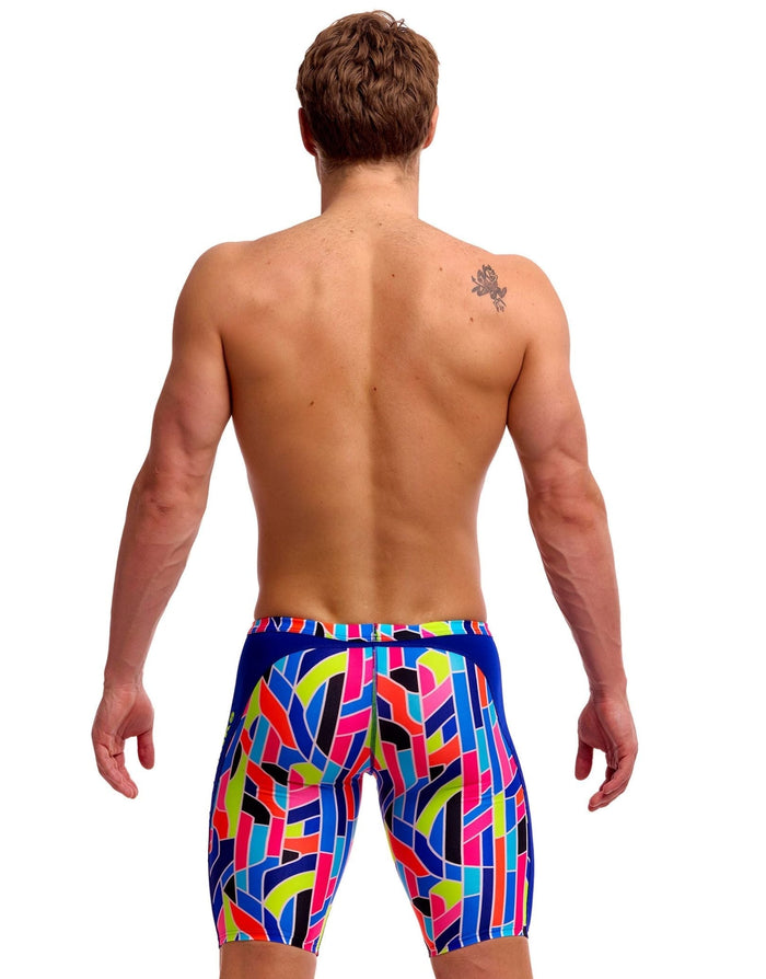 Funky Trunks Fault Lines Swim Training Jammer - Blue/Multi
