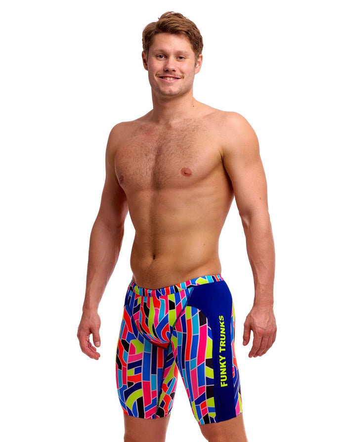 Funky Trunks Fault Lines Swim Training Jammer - Blue/Multi