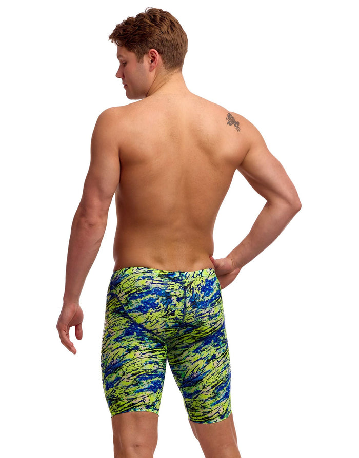 Funky Trunks Scaled Back Swim Fast Training Jammers - Green/Blue
