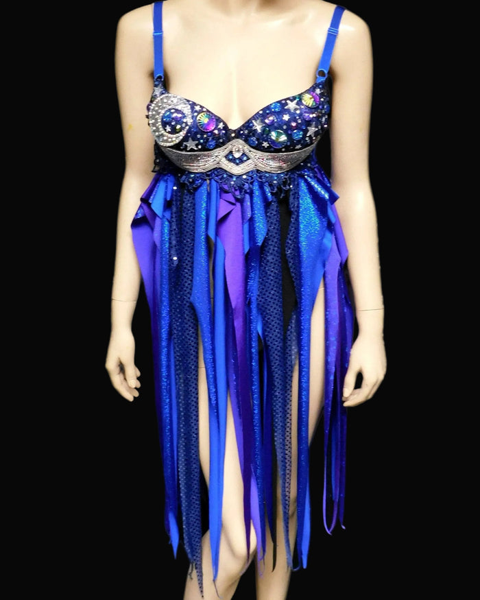 Galaxy Moon Baby Doll Rave Bra Dress