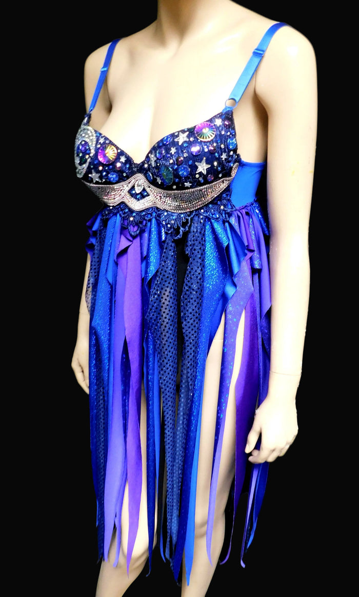 Galaxy Moon Baby Doll Rave Bra Dress