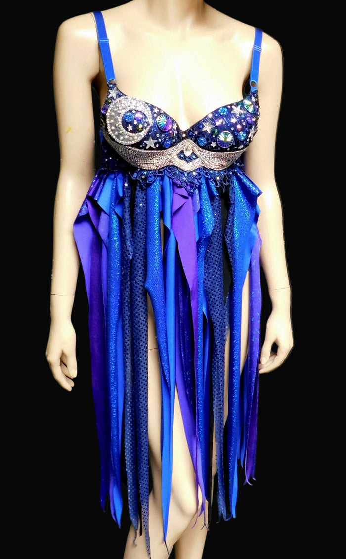 Galaxy Moon Baby Doll Rave Bra Dress