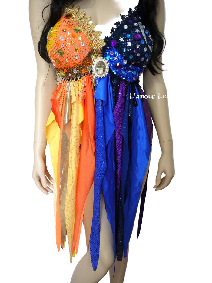 Galaxy Sun and Moon Baby Doll Rave Bra Dress