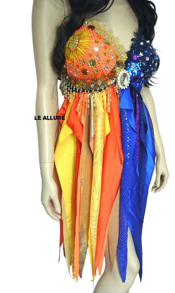 Galaxy Sun and Moon Baby Doll Rave Bra Dress
