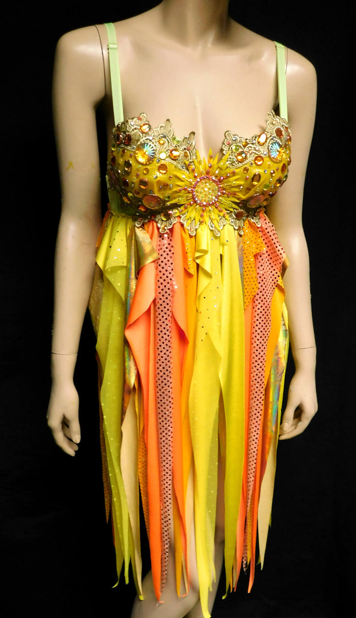 Galaxy Sun Baby Doll Rave Bra Dress
