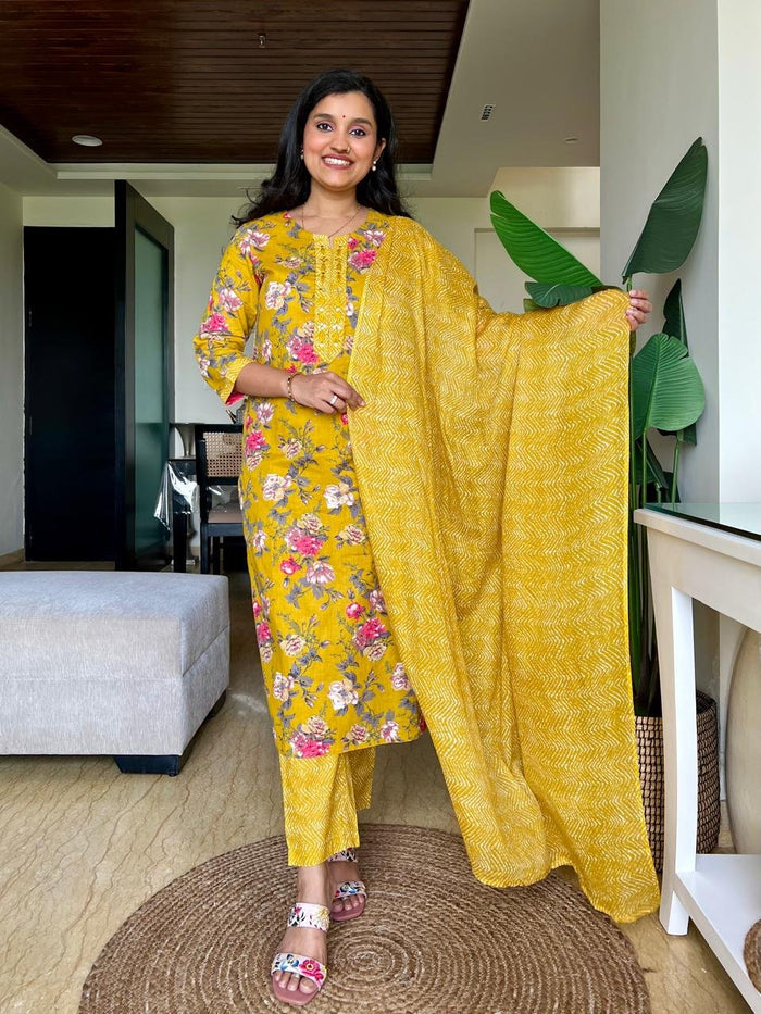 Geet budget cotton suits - Yellow