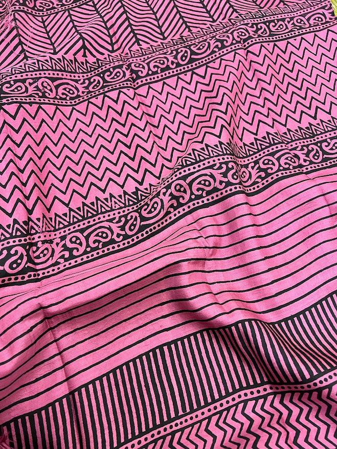 Geometric printed kanchi silk fabric