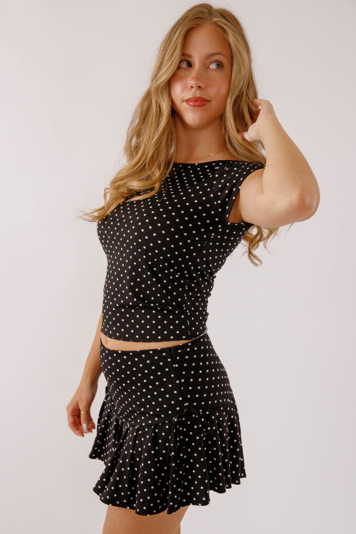 Black and White Polka Dot Top- Matching Black and White Polka Dot Set- Baevely Polka Dot Top