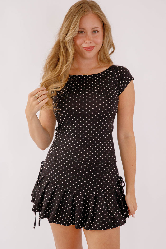 Black and White Polka Dot Top- Matching Black and White Polka Dot Set- Baevely Polka Dot Top
