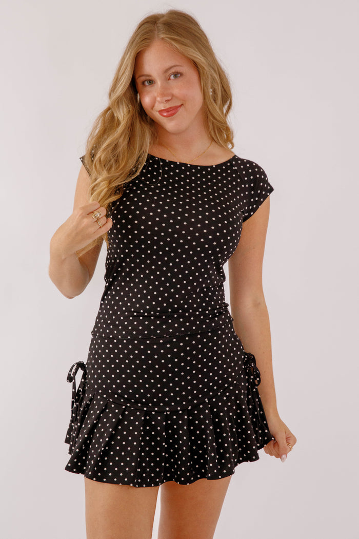 Black and White Polka Dot Top- Matching Black and White Polka Dot Set- Baevely Polka Dot Top