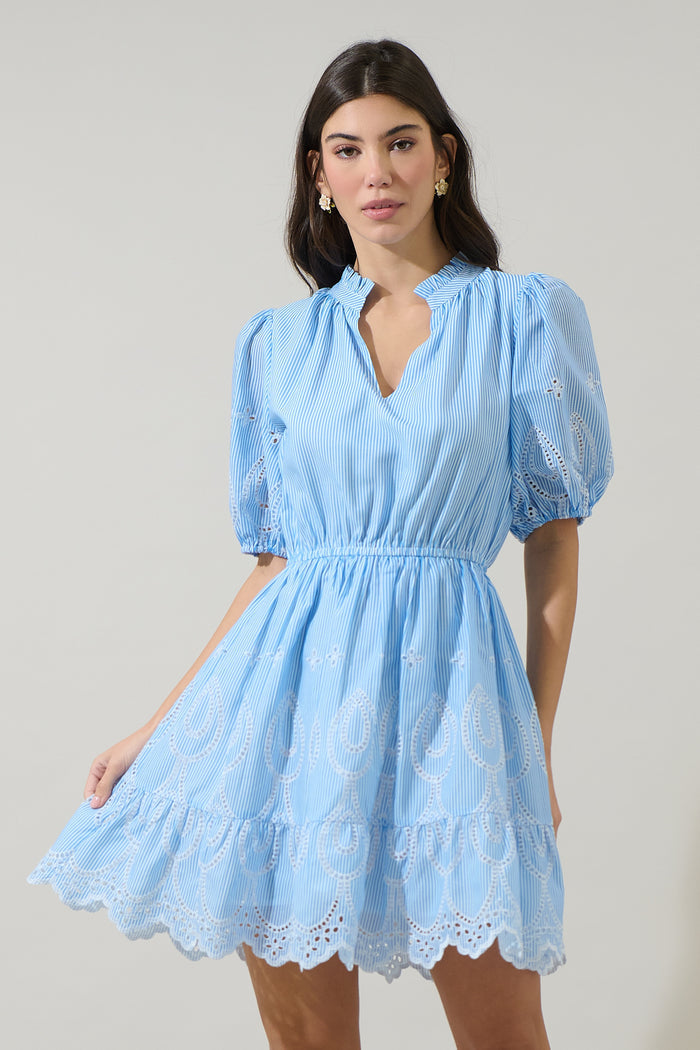 Geyser Striped Eyelet Marissa Mini Dress