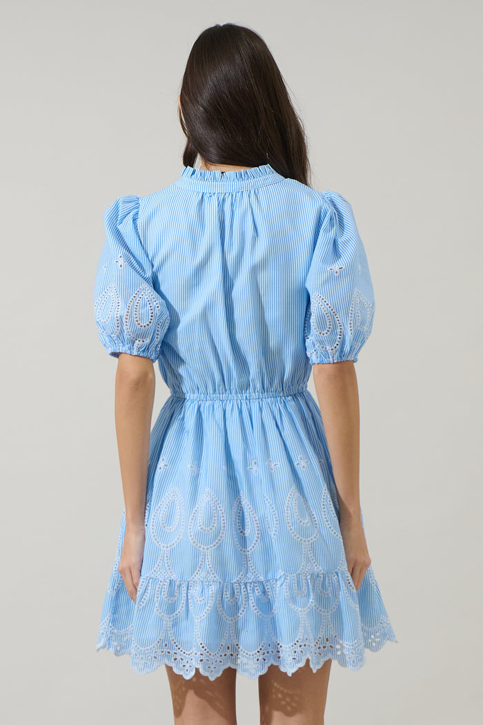 Geyser Striped Eyelet Marissa Mini Dress