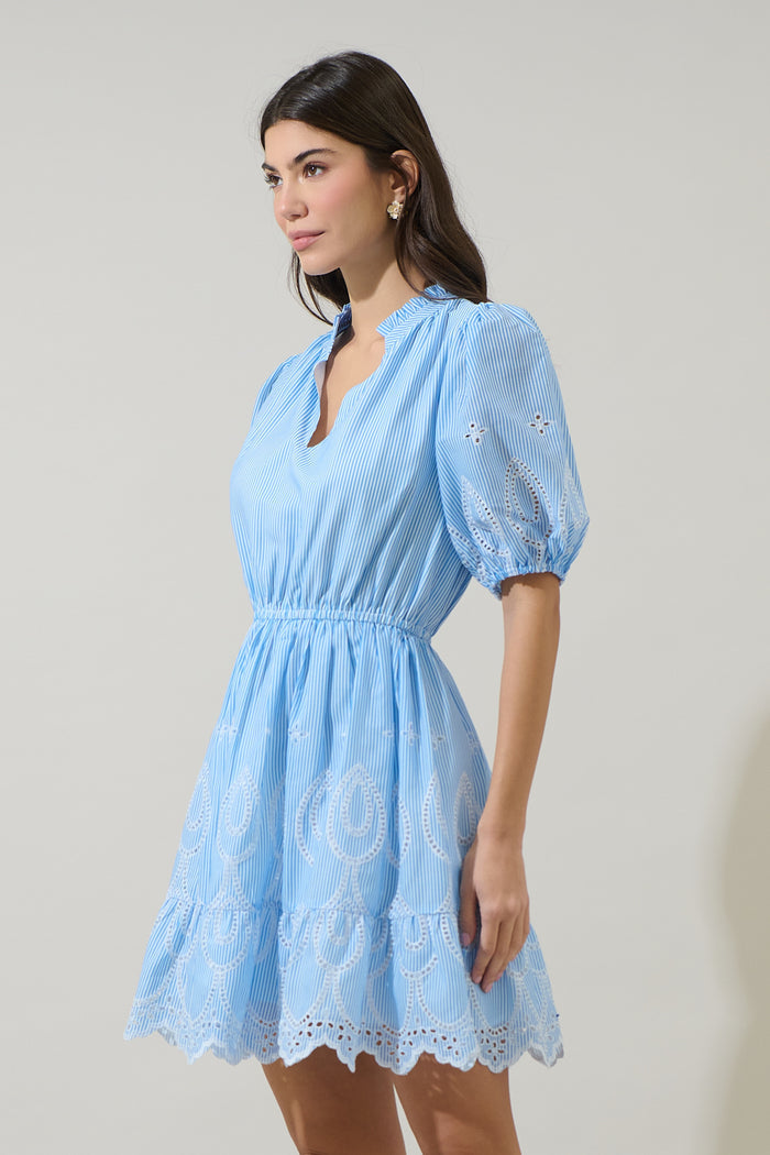 Geyser Striped Eyelet Marissa Mini Dress